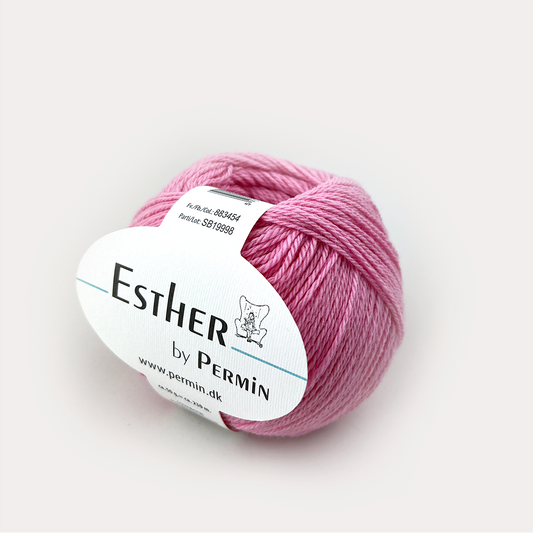 Esther fra Permin garn i farven light pink – blødt uld- og bomuldsgarn til strik og hækling.