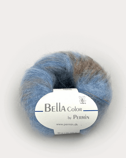 Bella Color Silk Mohair fra Permin i farven blå/beige/brun.