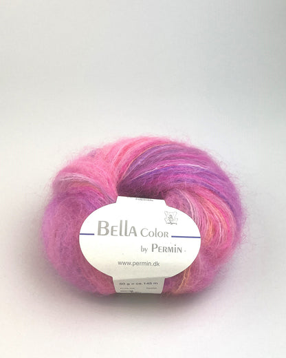 Garn til cardigan med i-cord kanter i farven neon pink.