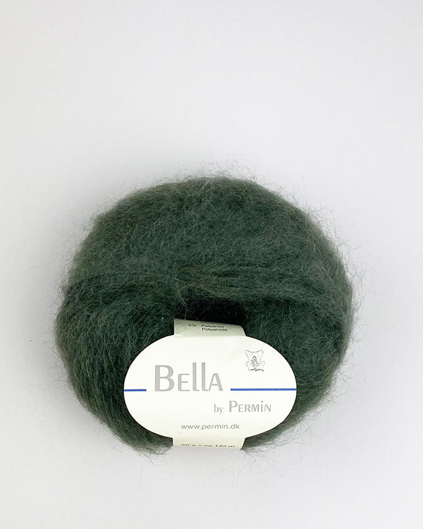 Bella Silk Mohair fra Permin i farven Dark Army– luksuriøst
mohairgarn