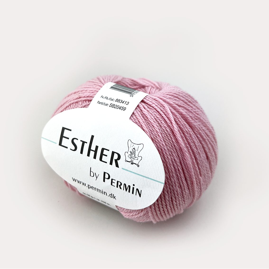 Esther fra Permin garn i farven rosa – blødt uld- og bomuldsgarn til strik og hækling.