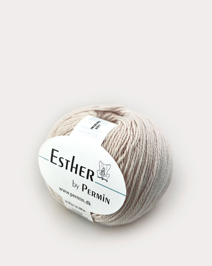 Esther fra Permin garn i farven sand – blødt uld- og bomuldsgarn til strik og hækling
