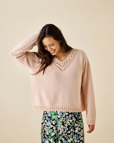 Bluse med V-hals