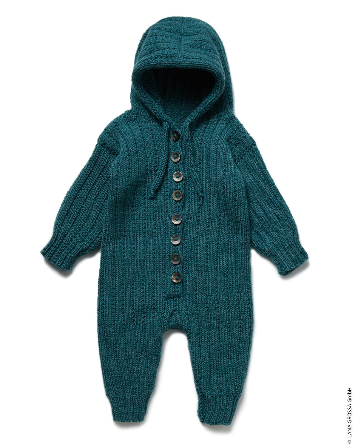 Babyoverall med hætte i Cool Wool Big - Strikkekit