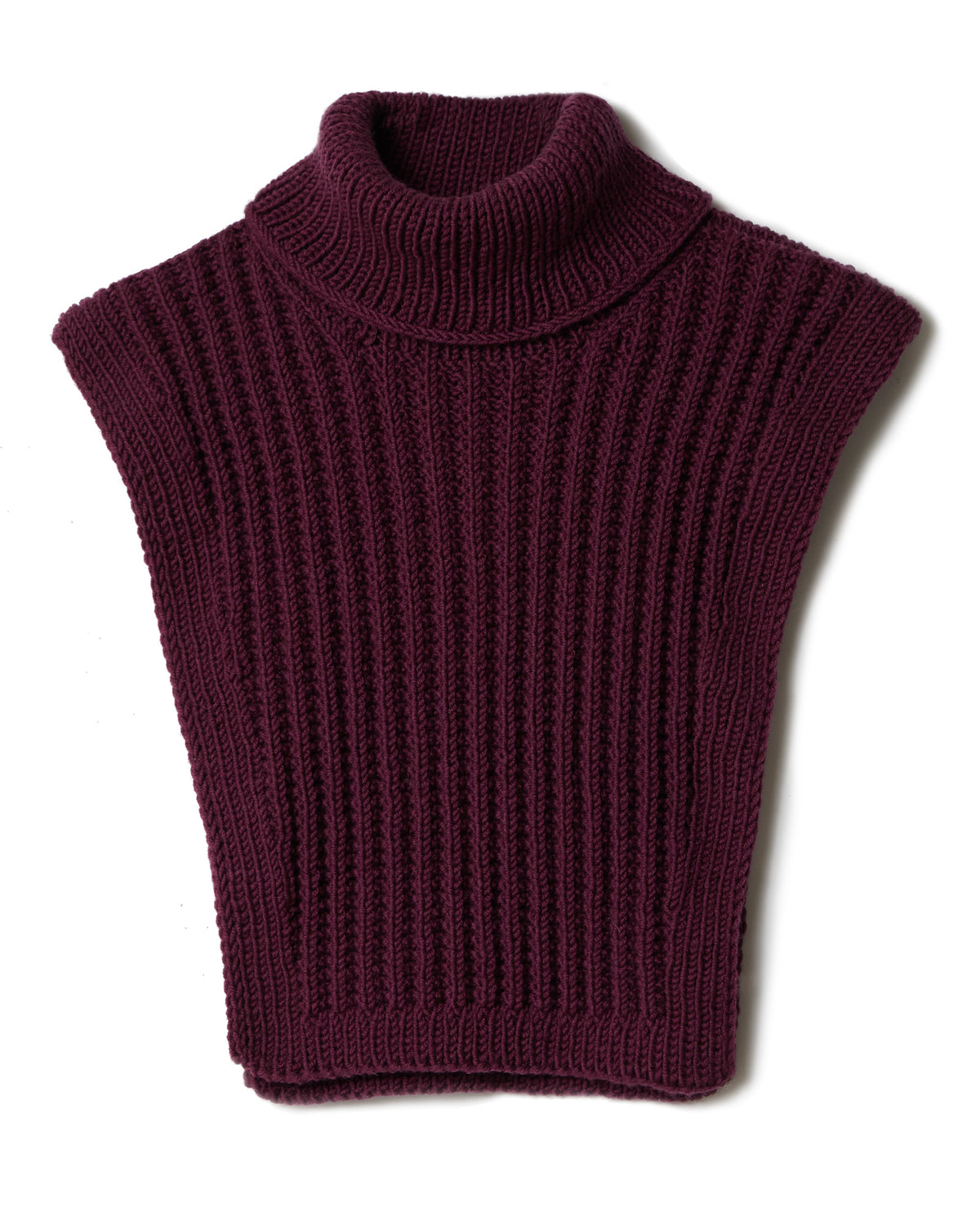 Rullekravevest i Cool Wool Big fra Lana Grossa i farve 1014 Bordeaux